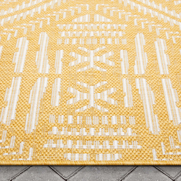 Well Woven Medusa Khalo Tribal Indoor/Outdoor Yellow FlatWeave Rug